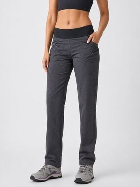Prana Women's Straight Leg Pants in Charcoal Gray with Black Waistband